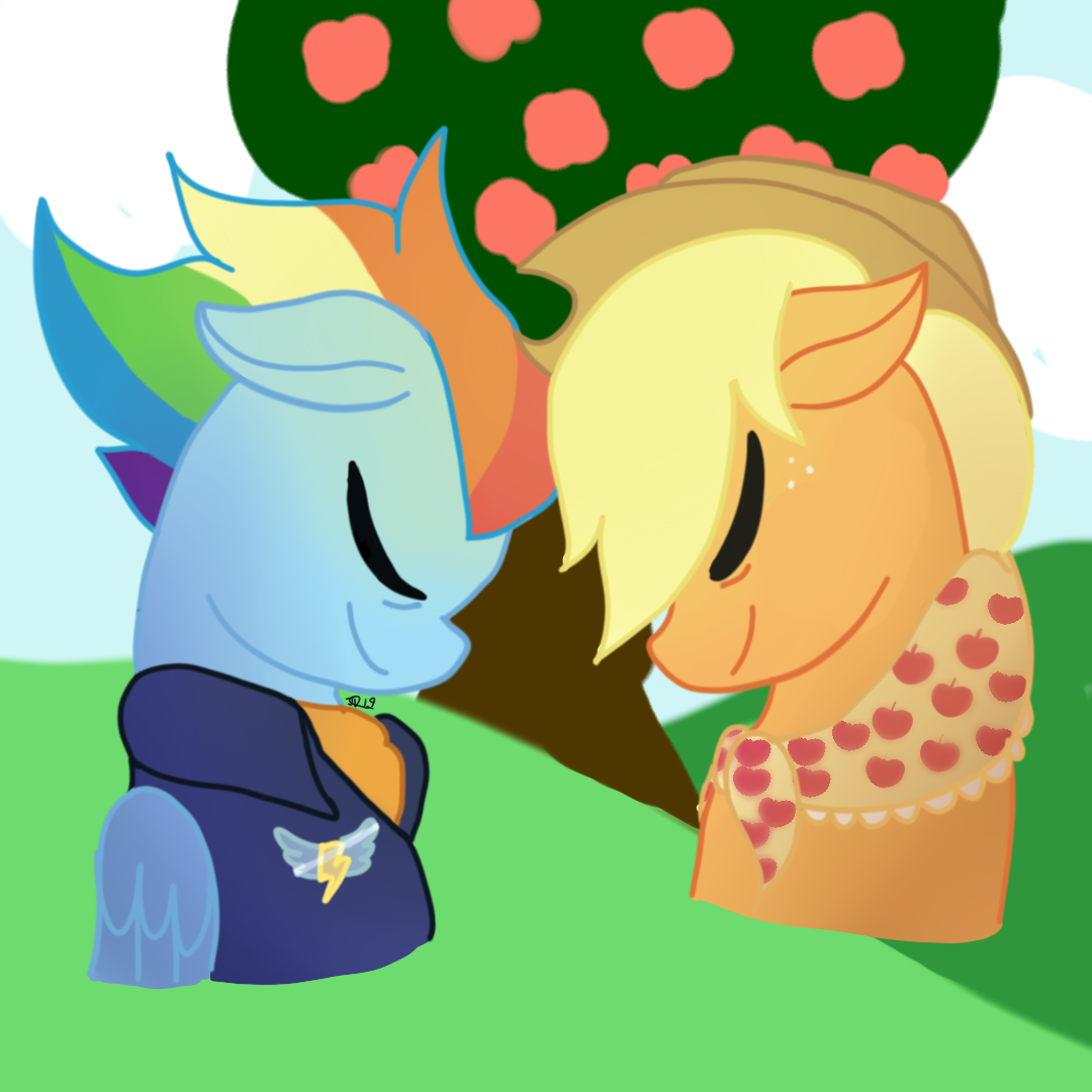  Drawing of Applejack and Raindow Dash from My Little Pony Image